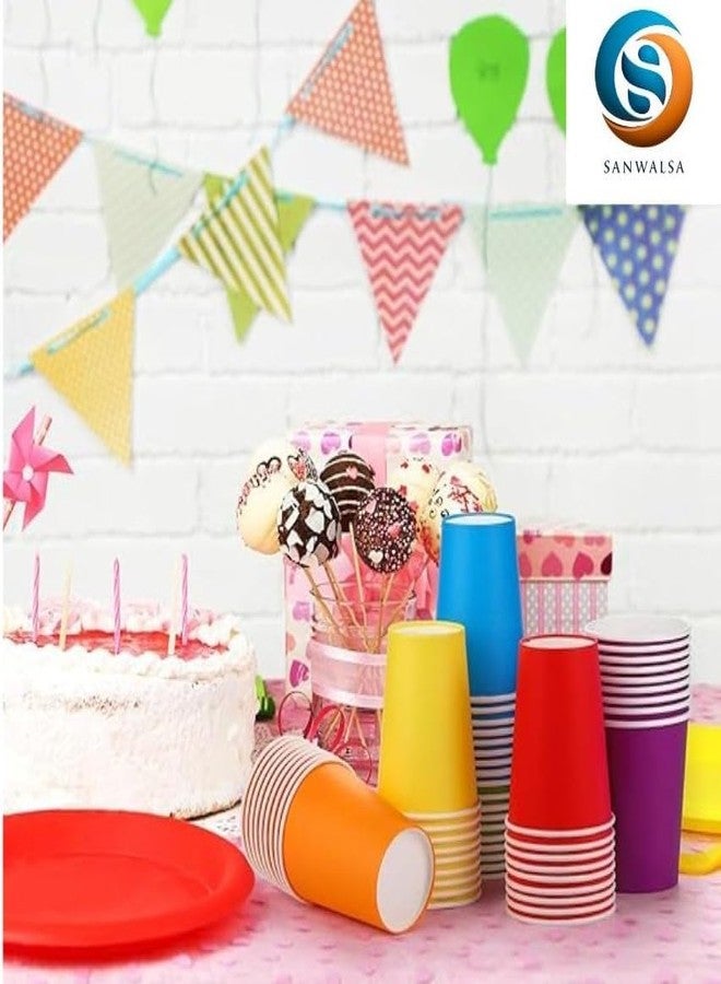 SANWALSA [250 ml, 50 Count, Multicolor Disposable Color Paper Cups | Rainbow Paper Cup for Wedding, Party, Picnic, Travel | Ideal for Tea, Coffee, Juice & Water - Image 5